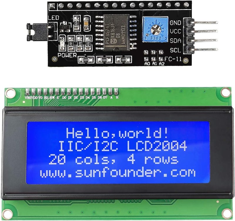 SunFounder IIC I2C TWI Serial 2004 20x4 LCD Module Shield Compatible with Arduino R3 MEGA (IIC 2004) - Image 1